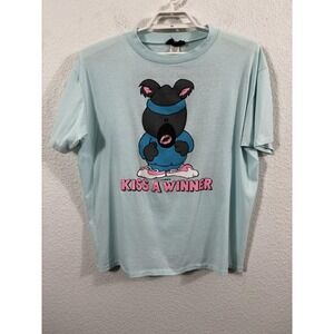 Vintage Zoo Crew Shirt Mens XXL Blue Kiss A Winner Hug A Loser 80s Single Stitch